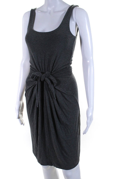 L'Agence Women's Scoop Neck Sleeveless Cinch Mini Dress Gray Size S