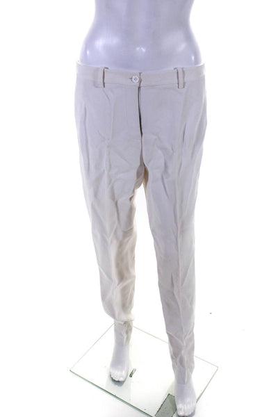 Michael Kors Collection Womens Pleated Front Straight Leg Trousers White Size 4