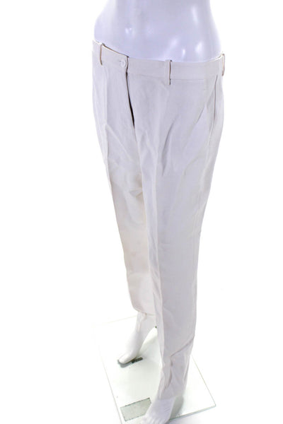 Michael Kors Collection Womens Pleated Front Straight Leg Trousers White Size 4