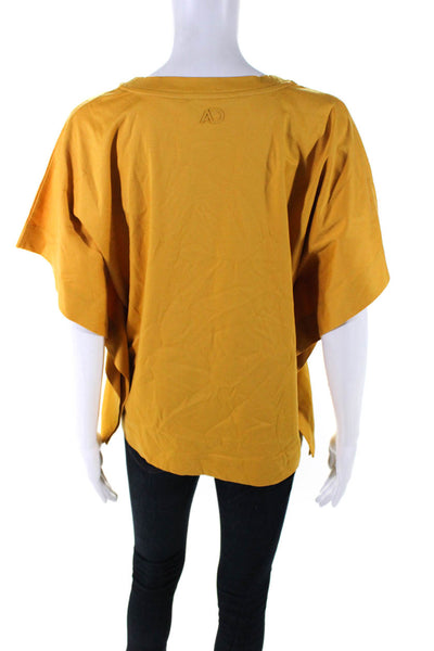 Adolfo Dominguez Women's Round Neck Short Sleeves Boxy Blouse Mustard Size L