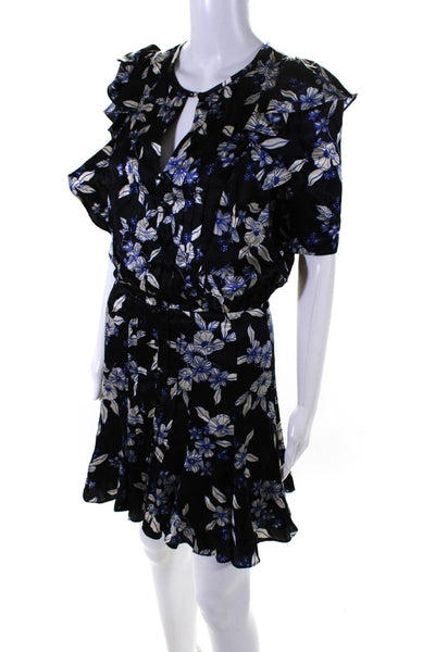 Veronica Beard Women's Short Sleeves Ruffle Flare Mini Dress Floral Size 00