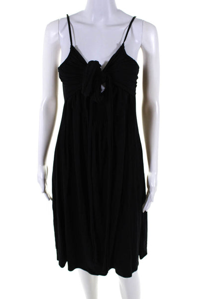 Elie Tahari Womens Cotton Sleeveless Wrapped Pullover Dress Black Size L