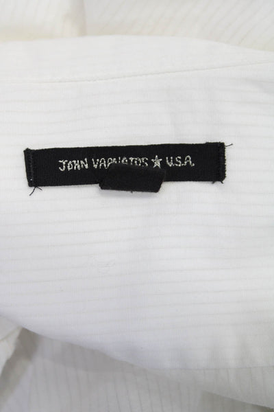 John Varvatos Star USA Mens Striped Button Down Shirt White Cotton Size Small