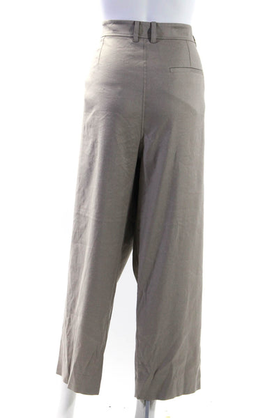 R Label The Reset Womens Linen Pleated Zip Up Straight Leg Pants Taupe Size XL