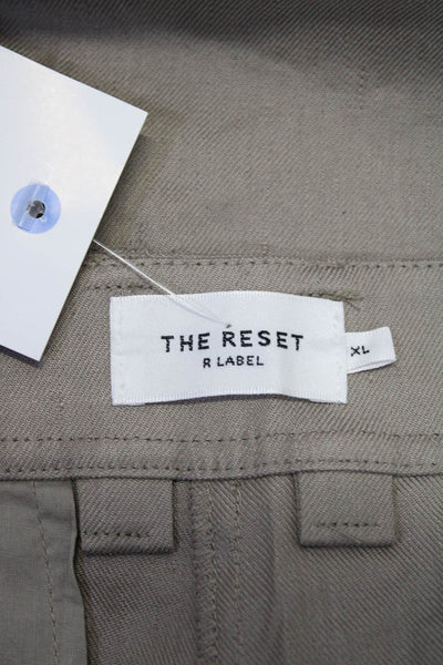 R Label The Reset Womens Linen Pleated Zip Up Straight Leg Pants Taupe Size XL