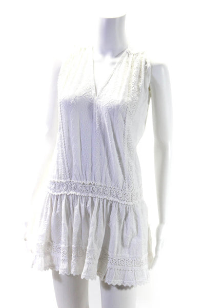 Melissa Odabash Women's Sleeveless Drop Waist Crochet Mini Dress White Size S