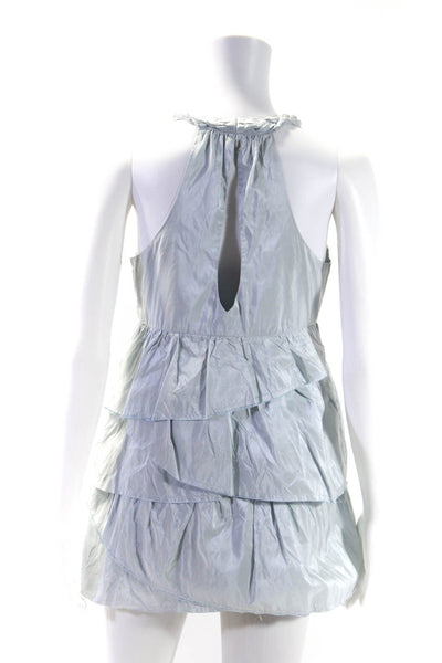 Calypso Saint Barth Women's Braided Straps Ruffle Tiered Mini Dress Blue Size S