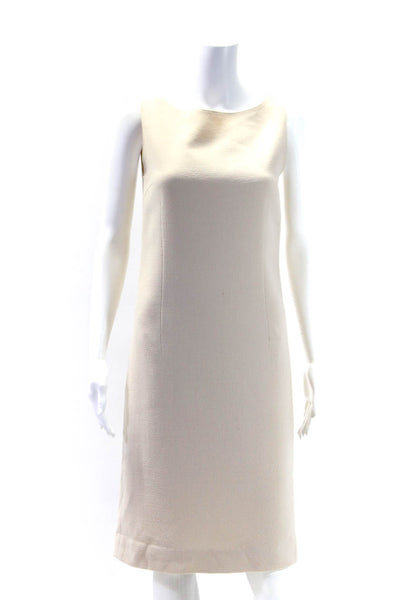 Luca Luca Women's Round Neck Unlined Sleeveless A-Line Midi Dress Beige Size 48