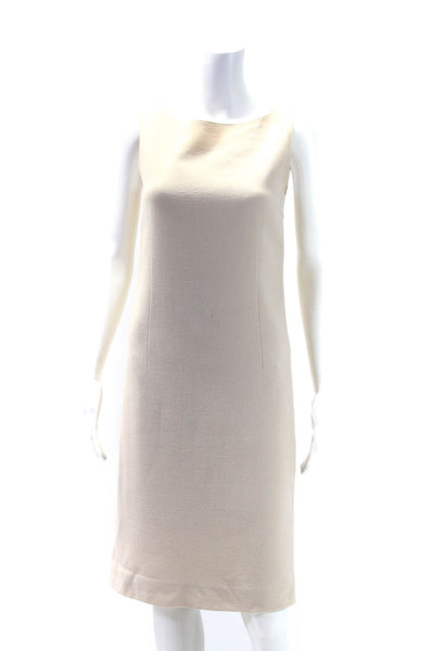 Luca Luca Women's Round Neck Unlined Sleeveless A-Line Midi Dress Beige Size 48