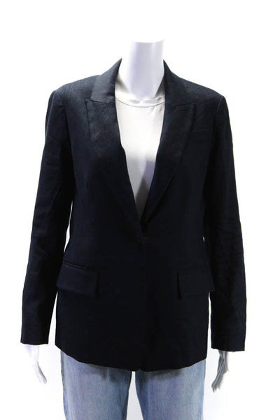 Milly Women's Collared Long Sleeves One Button Unlined Blazer Black Size 4