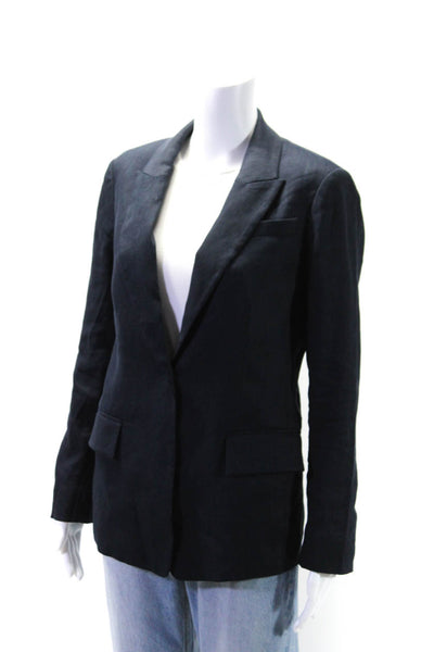 Milly Women's Collared Long Sleeves One Button Unlined Blazer Black Size 4