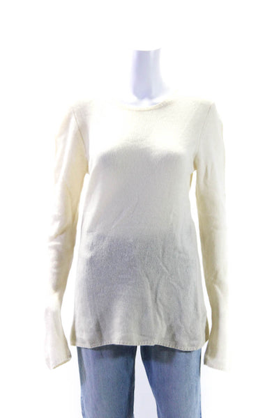 Calypso Saint Barth Womens Round Neck Long Sleeves Pullover Sweater Beige Size M