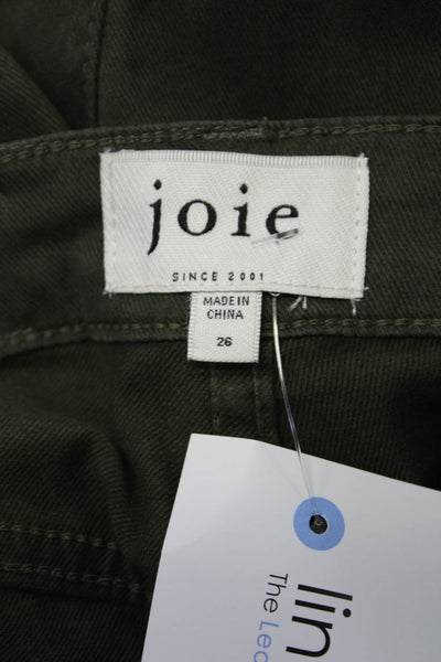 Joie Women's Midrise Pockets Ankle Zip Skinny Pant Olive Green Size 26