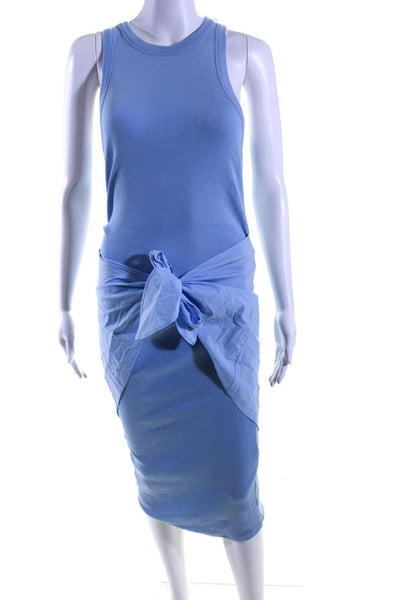 Veronica Beard Womens Sleeveless Wrap Maxi Dress Blue Cotton Size Small