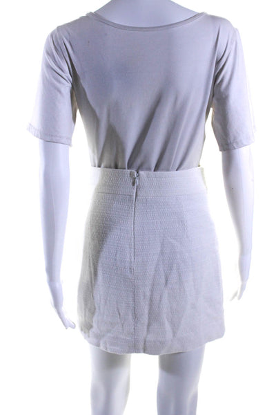 Veronica Beard Womens Tweed Button Front Mini Skirt White Size Extra Small