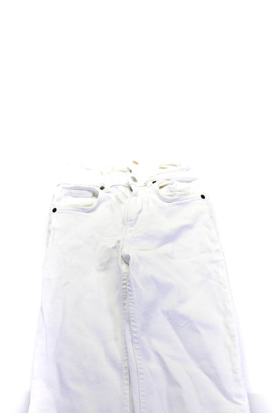 Zara Womens Raw Hem Straight Leg High Rise Jeans White Cotton Size 4 Lot 2