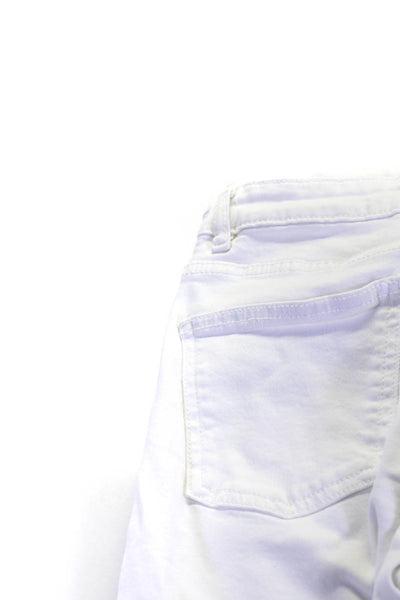 Zara Womens Raw Hem Straight Leg High Rise Jeans White Cotton Size 4 Lot 2