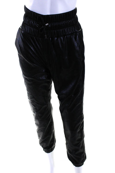 Joie Womens Vegan Leather Elastic Waist High Rise Sweatpants Black Size CCS