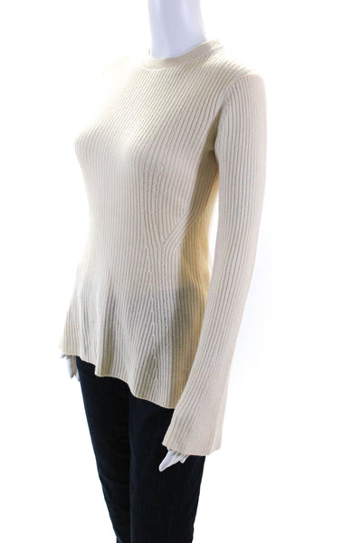 Derek Lam Womens Cashmere Blend Long Sleeve Pullover Knit Top Beige Size S