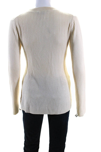 Derek Lam Womens Cashmere Blend Long Sleeve Pullover Knit Top Beige Size S