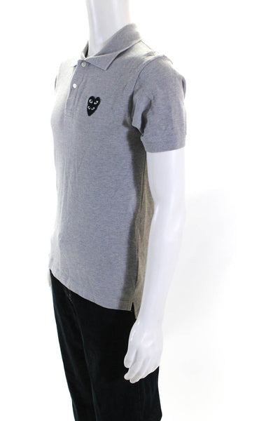 Play Comme Des Garcons Men's Short Sleeves Collared Polo Shirt Gray Size M