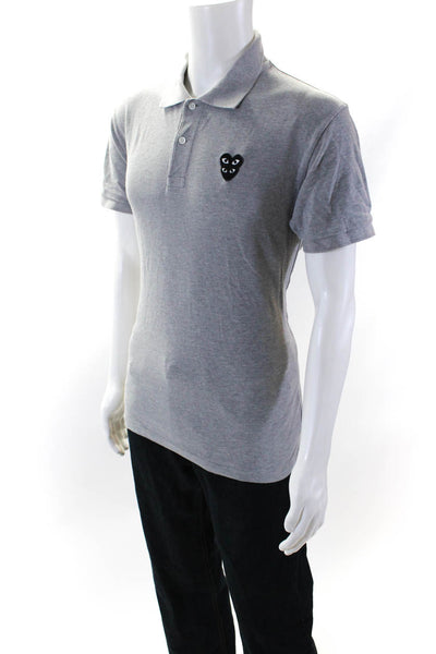 Play Comme Des Garcons Men's Collared Short Sleeves Polo Shirt Gray Size XL