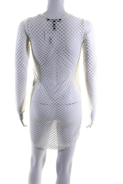 Isabel Marant Womens Cotton Mesh Textured Round Neck Midi Dress White Size S