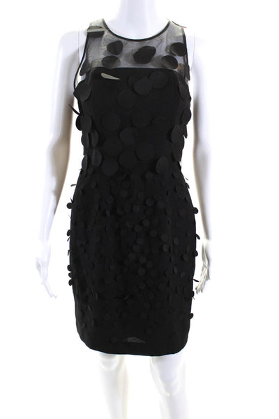 Maeve Anthropologie Womens Geometric Sequined Zipped Sheath Dress Black Size 4P