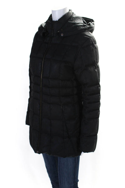 Searle Women's Hood Long Sleeves Full Zip Pockets Puffer Coat Black Size 6
