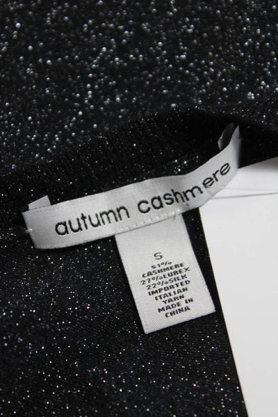 Autumn Cashmere Women's Long Sleeves Glitter Cashmere Sweater Black Size S