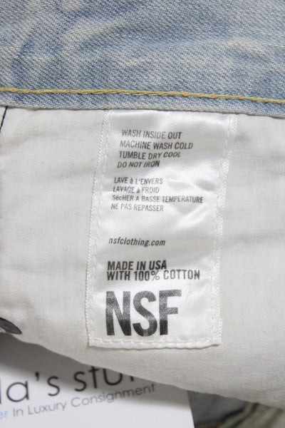 NSF Womens Mid Rise Dirt Distressed Straight Slouch Jeans Light Blue Size 24