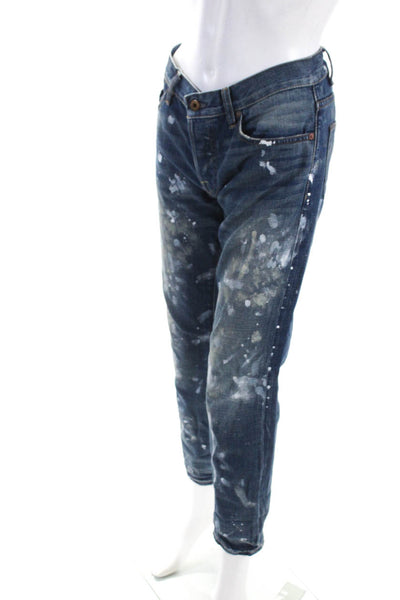 NSF Womens Mid Rise Paint Splatter Capri Straight Slouch Jeans Blue Size 25