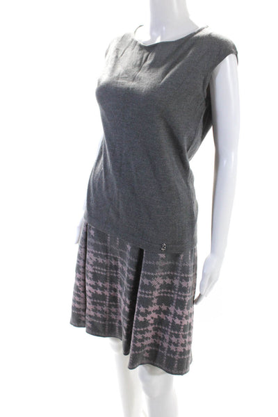 Luisa Spagnoli Womens Knitted Top Skirt Jacket Three-Piece Set Gray Size M