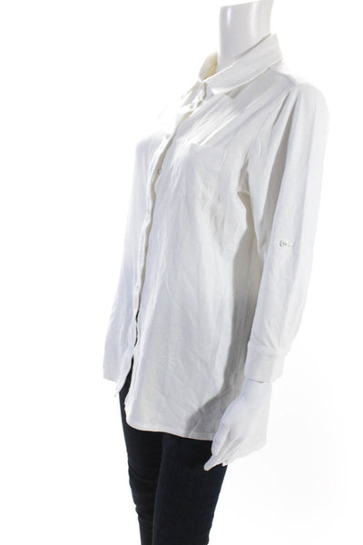 Tyler Boe Womens Cotton Long Sleeve Button Down Shirt White Size L