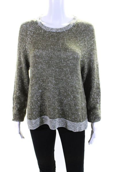 Eileen Fisher Womens Linen Round Neck Long Sleeve Pullover Sweater Green Size XS