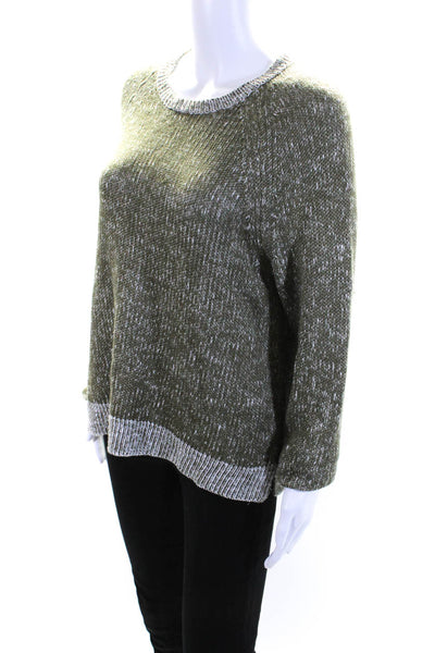 Eileen Fisher Womens Linen Round Neck Long Sleeve Pullover Sweater Green Size XS