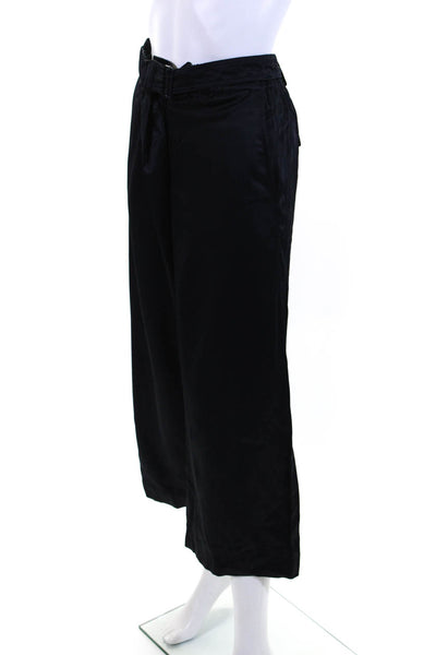 Vince Womens Zipped High Rise Belted Tapered Leg Dress Pants Navy Size M