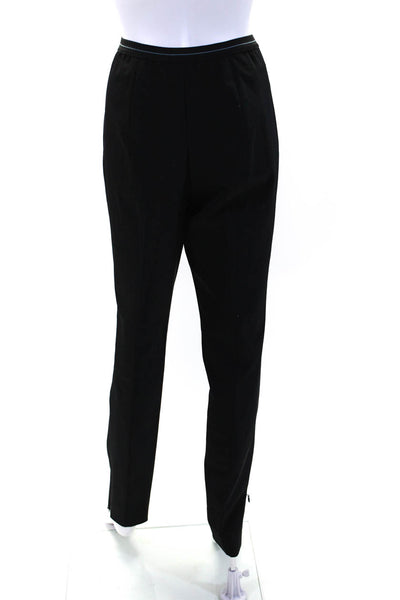 Prada Womens High Rise Elastic Waist Straight Leg Ankle Zip Pants Black Size 46