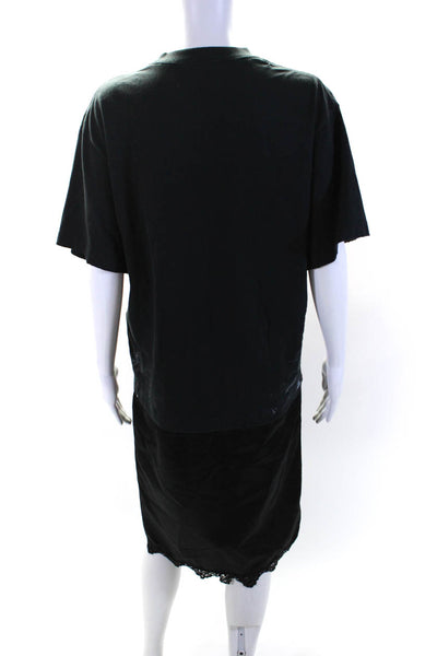 Balenciaga Womens Cotton Distressed Graphic Layered Tshirt Dress Black Size M