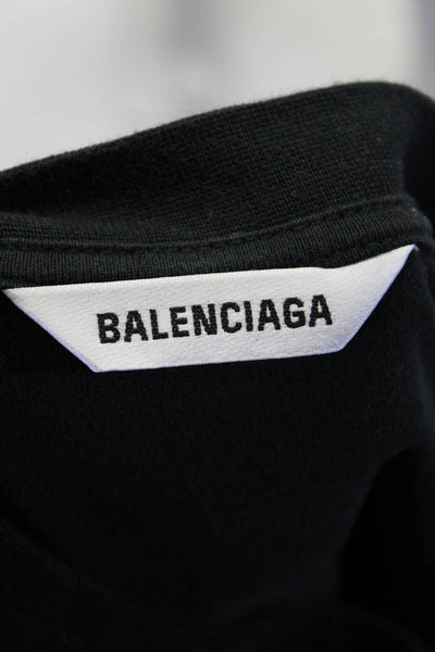 Balenciaga Womens Cotton Distressed Graphic Layered Tshirt Dress Black Size M