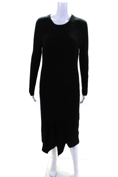 Michael Michael Kors Womens Merino Wool Asymmetric Sweater Dress Black Size L