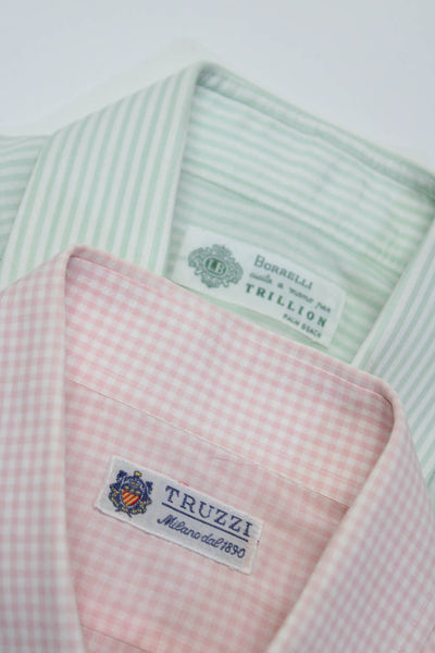 Truzzi Borrelli Womens Pink Plaid Long Sleeve Button Down Shirt Size 39 Lot 2