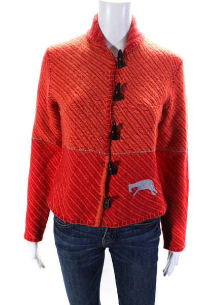 Tsesurface Womens Toggle Cardigan Sweater Red Orange Wool Size Small