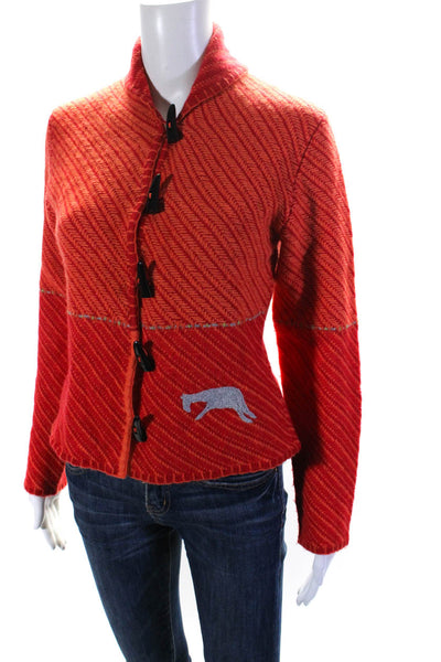 Tsesurface Womens Toggle Cardigan Sweater Red Orange Wool Size Small