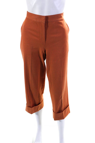 Gunex Womens Cuffed High Rise Slim Leg Pants Orange Cotton Size 4