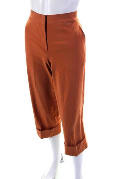 Gunex Womens Cuffed High Rise Slim Leg Pants Orange Cotton Size 4