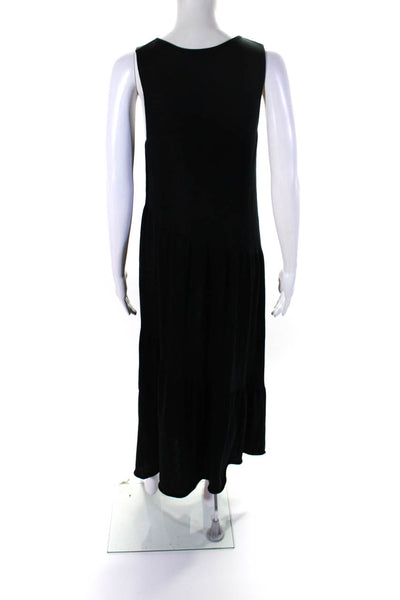 Vince Womens Sleeveless Crew Neck Midi Knit Shift Dress Black Size Medium