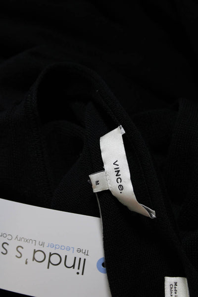 Vince Womens Sleeveless Crew Neck Midi Knit Shift Dress Black Size Medium