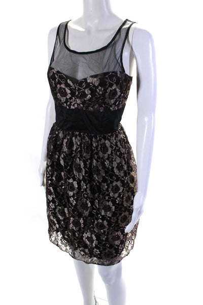 Plenty by Tracy Reese Womens Brown Floral Lace Mesh Sleeveless Mini Dress Size 8