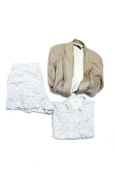 Zara Womens Floral Button Up Pajamas Shorts Set Blazer Jacket Size XL Lot 3